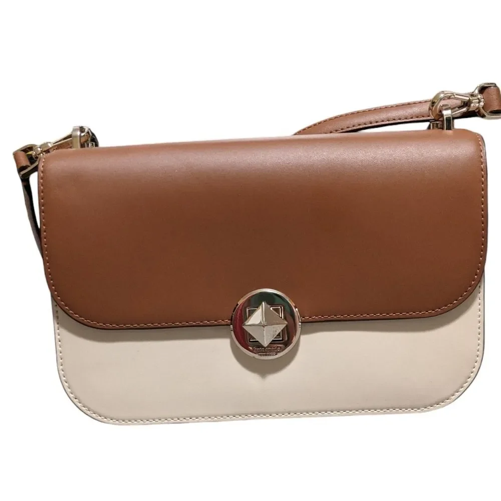 Kate Spade NY Audrey bicolor Flap crossbody flat leather handle shoulder bag